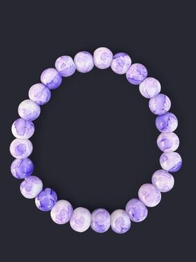 Lavender Splash Glass Bead Bracelet 8mm